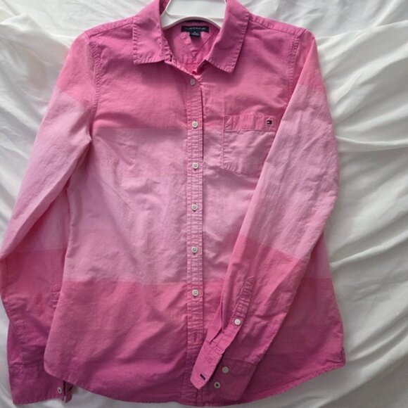 Tommy Hilfiger Pink Ombre Cotton Button Up Shirt M - Picture 1 of 7